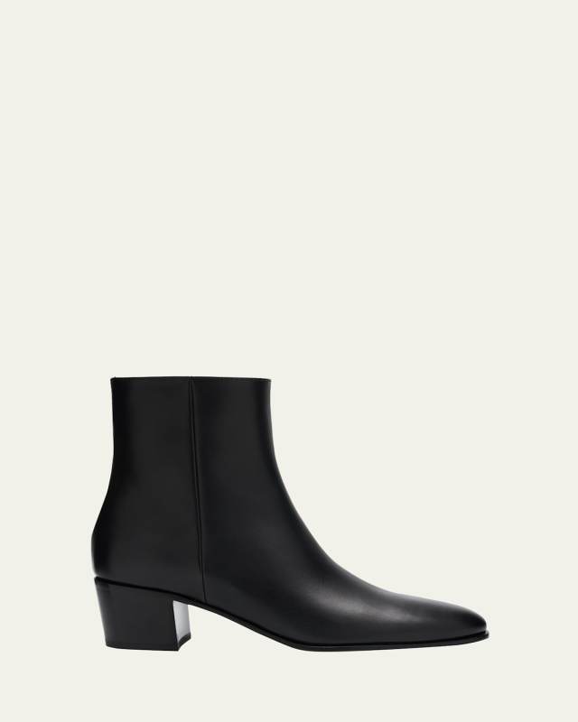 Glove Leather Block-Heel Booties